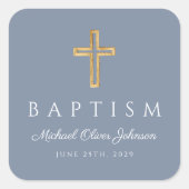 モダンダスティブルー宗教十字少年バプテスマ スクエアシール (正面)