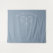 モダンダスティブルー幾何ハート結婚ズ タペストリー (正面(横))