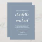 モダンダスティブルー結婚式招待状 招待状 (正面/裏面)
