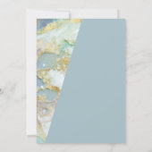 モダンダスティブルー金ゴールドマーブルシエレガントック結婚ス 招待状 (裏面)