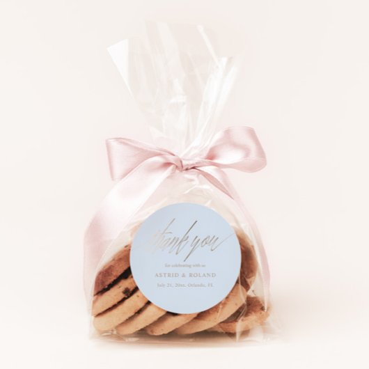 モダンダスティブルー&フェイク金ゴールド結婚式の引き出物 ラウンドシール