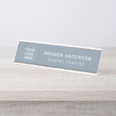 モダンダスティブルーlプロフェッショナル会社のロゴ デスクネームプレート (正面)