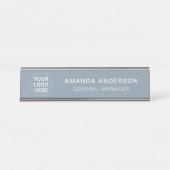 モダンダスティブルーlプロフェッショナル会社のロゴ デスクネームプレート (正面)