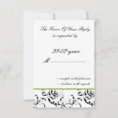 モダンダマスク結婚式R.S.V.P標準3.5 x 5 出欠カード (裏面)