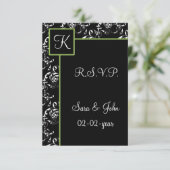 モダンダマスク結婚式R.S.V.P標準3.5 x 5 出欠カード (スタンド正面)