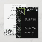 モダンダマスク結婚式R.S.V.P標準3.5 x 5 出欠カード (正面/裏面)