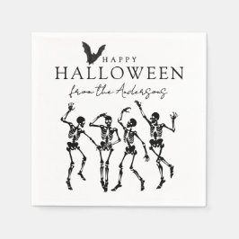 モダンダンシングスケルトン ハッピーハロウィン スタンダードカクテルナプキン