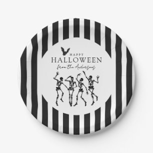モダンダンシングスケルトン ハッピーハロウィン ペーパープレート