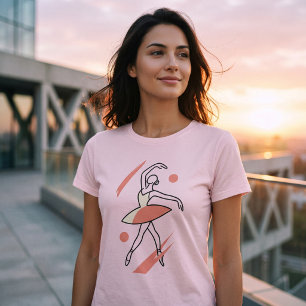 モダンダンス バレリーナ ラインアート 女性用 Tシャツ