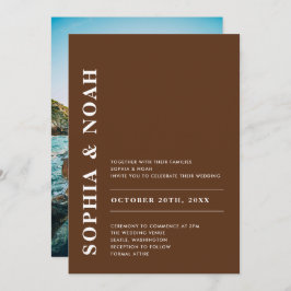 モダンダークエレガントブシンプルン結婚の写真 招待状