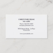 モダンダークカッコいいブルーシルバーシザー美容師 名刺 (正面)