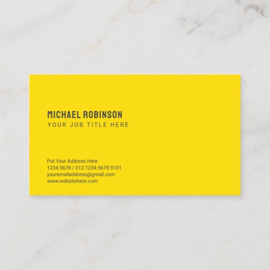 モダンダークグレーのミニマル黄色 | Sans Serif 名刺 (裏面)