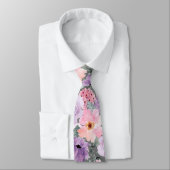 モダンダークグレーフローラウォーター結婚カラー ネクタイ (タイ)