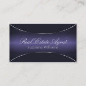 モダンダークブルーとシルバー縁どプロフェッショナル 名刺 (正面)