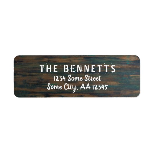 モダンダーク素朴ウッドホリデー差出人住所 ラベル (正面)