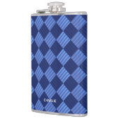 モダンチェック柄の幾何学デザイン　名前入り フラスク (左)