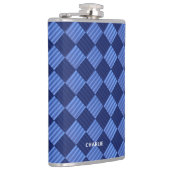 モダンチェック柄の幾何学デザイン　名前入り フラスク (右)