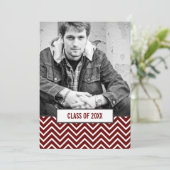 モダンチェブロン3枚写真 卒業おめでとう 案内状 (スタンド正面)