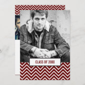 モダンチェブロン3枚写真 卒業おめでとう 案内状 (正面/裏面)