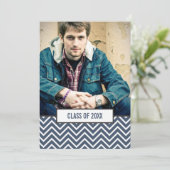 モダンチェブロン3枚写真 卒業おめでとう 案内状 (スタンド正面)