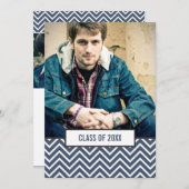 モダンチェブロン3枚写真 卒業おめでとう 案内状 (正面/裏面)