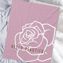 モダンチックなピンクのバラ - Hello Beautiful フリースブランケット