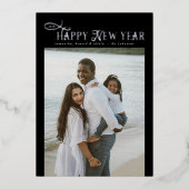 モダンチックな家族の新年4枚の写真コラージュ 箔シーズンカード (正面)