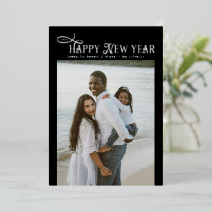 モダンチックな家族の新年4枚の写真コラージュ 箔シーズンカード