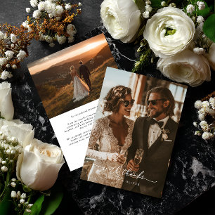 モダンチックな結婚式のお礼カード - With Thanks サンキューカード