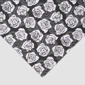 モダンチックな黒と白のバラの花柄 薄葉紙 (詳細)