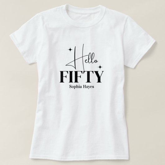 モダンチックハロー50歳50歳の誕生日カスタム Tシャツ (デザイン正面)