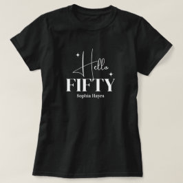 モダンチックハロー・フィフティ 50歳の誕生日 ブラック Tシャツ