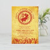 モダンチャイニーズニューイヤー2020年ねずみの金パーティー 招待状 (スタンド正面)