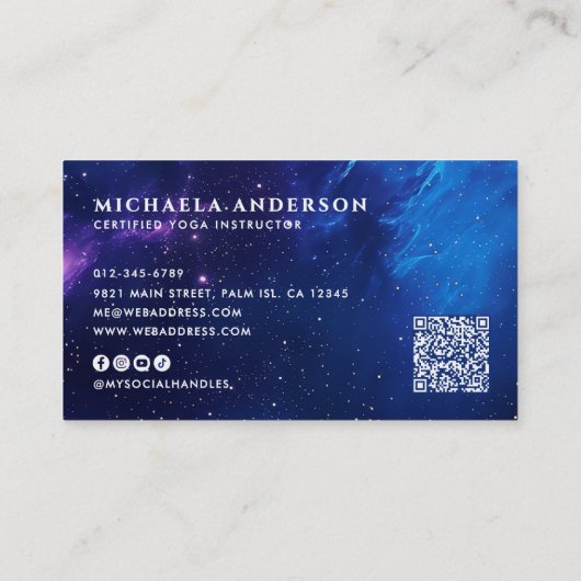 モダンチャクラ癒し/瞑想ソシアル&QRコード 名刺 (裏面)
