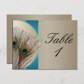 モダンチューペアクアピーコックフェザーテーブル番号 ポストカード (正面/裏面)