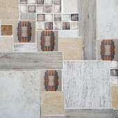 モダンチューペデニムと錆パターン タイル