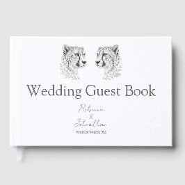 モダンチーターの結婚式サファリ動物の思い出に残る愛 ゲストブック