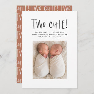 モダンツイシンプルー写真テラコッタ2かわいい誕生 案内状