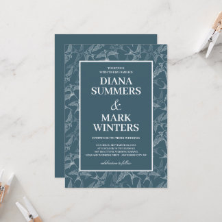 モダンツバメの模様結婚式招待状 招待状