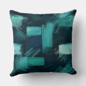 モダンティール(緑がかった色)とグレー抽象芸術装飾用クッション クッション (裏面)