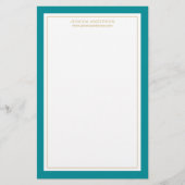 モダンティール（緑がかった色）とパーソナライズされた白エレガントい 便箋 (正面)