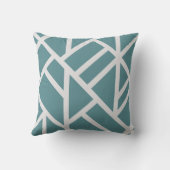 モダンティール(緑がかった色)と白の抽象芸術ストライプ クッション (裏面)