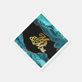 モダンティール(緑がかった色)と金ゴールドアガテ結婚石 スタンダードカクテルナプキン (角)