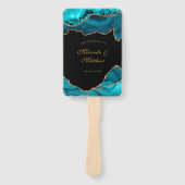 モダンティール（緑がかった色）と金ゴールドアガテ結婚石 ハンドファン (正面)