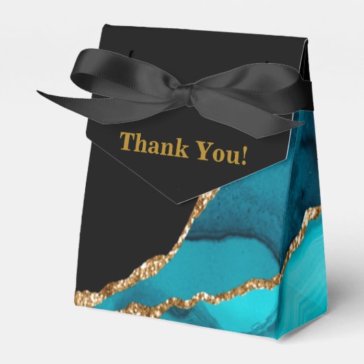 モダンティール（緑がかった色）と金ゴールドアガテ結婚石 フェイバーボックス (正面サイド)