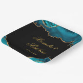 モダンティール(緑がかった色)と金ゴールドアガテ結婚石 ペーパープレート (傾斜あり)