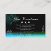 モダンティール（緑がかった色）の水彩パーム葉宝石の追加ロゴ 名刺 (裏面)