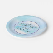 モダンティール（緑がかった色）アクアエレガント誕生日 ペーパープレート (アングル)