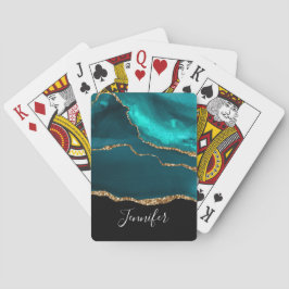 モダンティール（緑がかった色）アゲスタイリッシュートと金ゴールドリボンの黒 トランプ