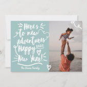 モダンティール(緑がかった色)アドベンチャー新年の写真 シーズンカード (正面)